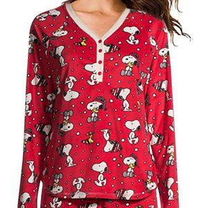 NEW Peanuts Snoopy Women's Soft Minky Deep Red Fleece 3 Piece Pajama Gif…